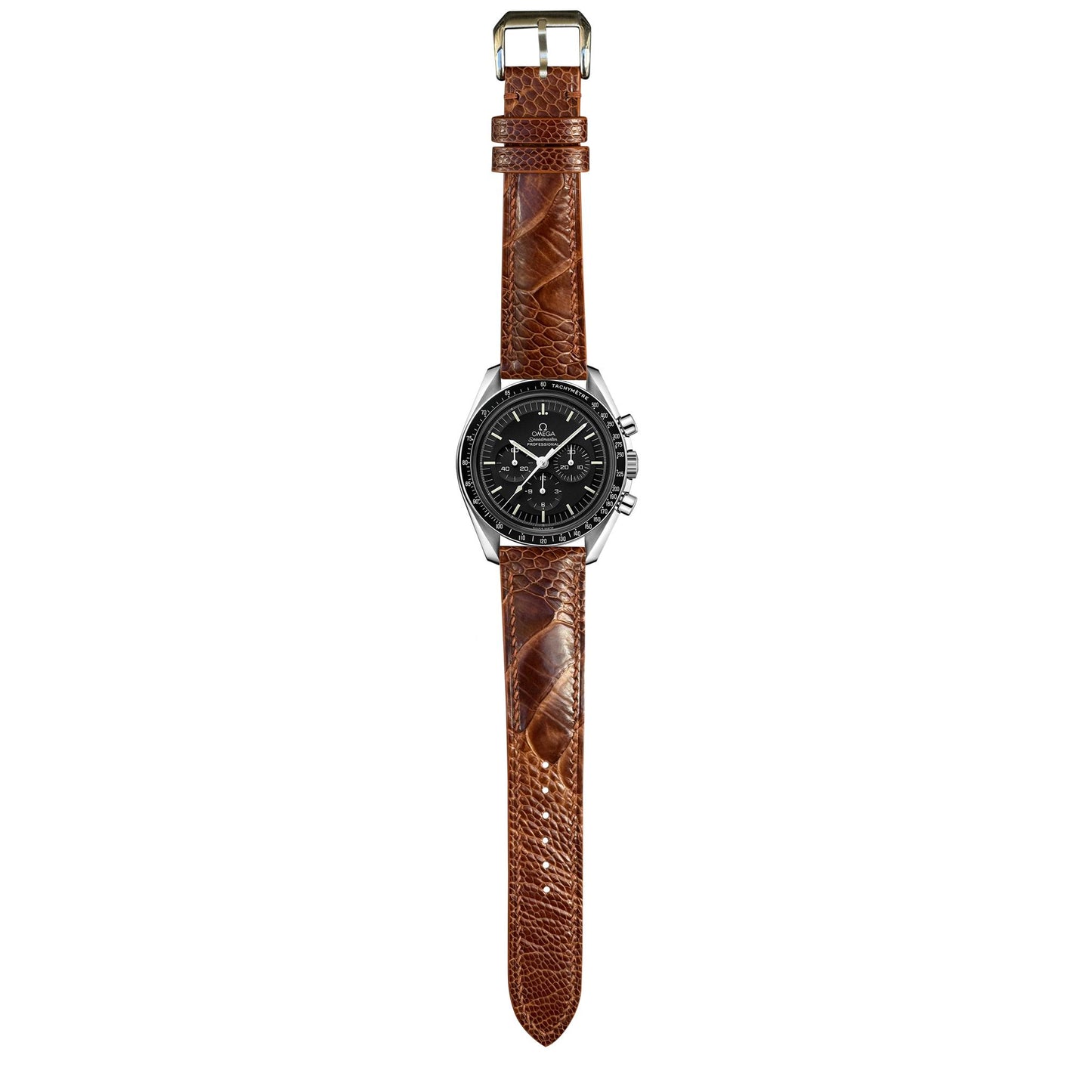 Ostrich Leg Leather Watch Strap - Rooibos Tea