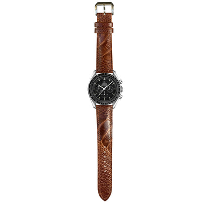 Ostrich Leg Leather Watch Strap - Rooibos Tea
