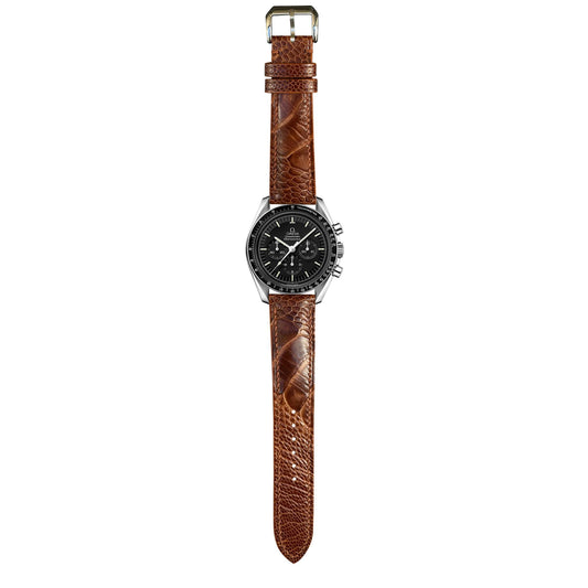 Ostrich Leg Leather Watch Strap - Rooibos Tea