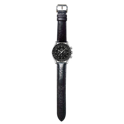 Ostrich Leg Leather Watch Strap - Black