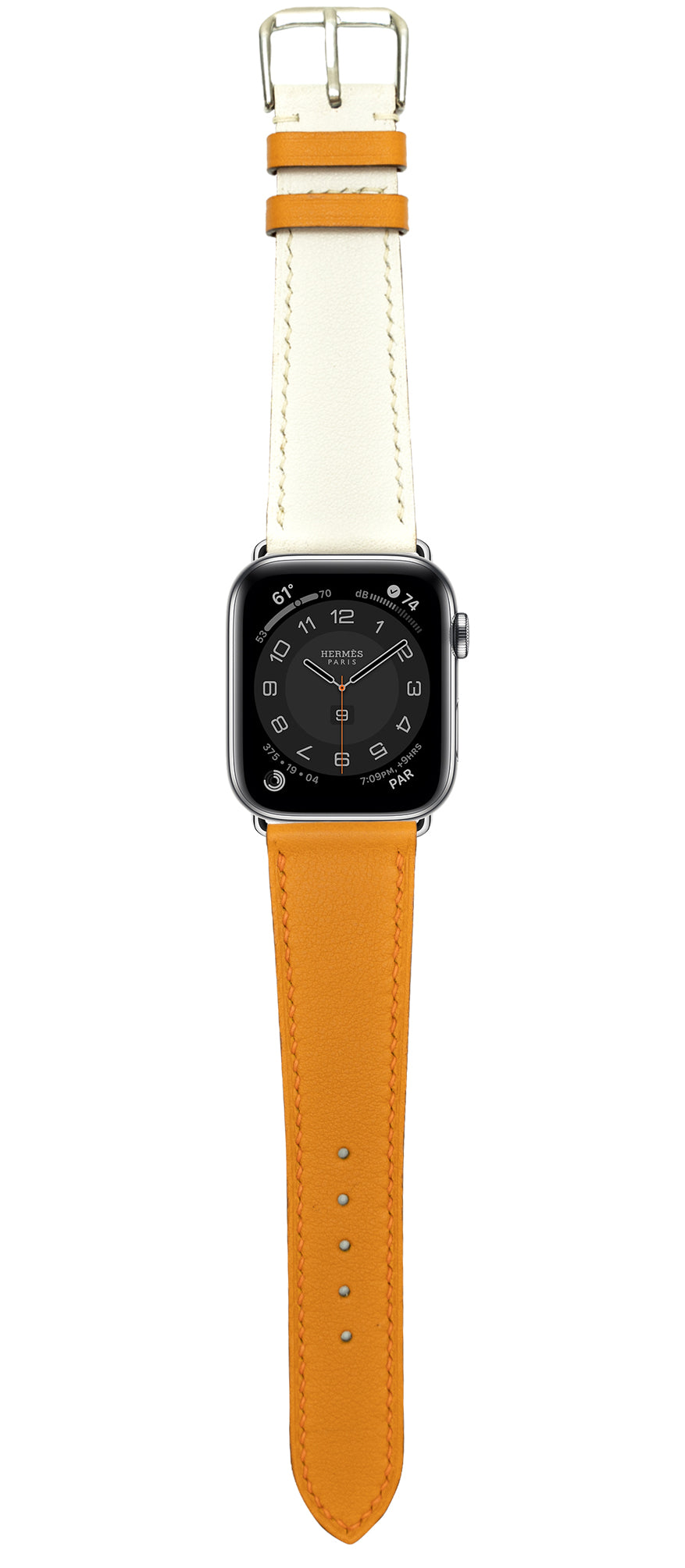 Apple Watch Strap - Swift Leather - Orange/White