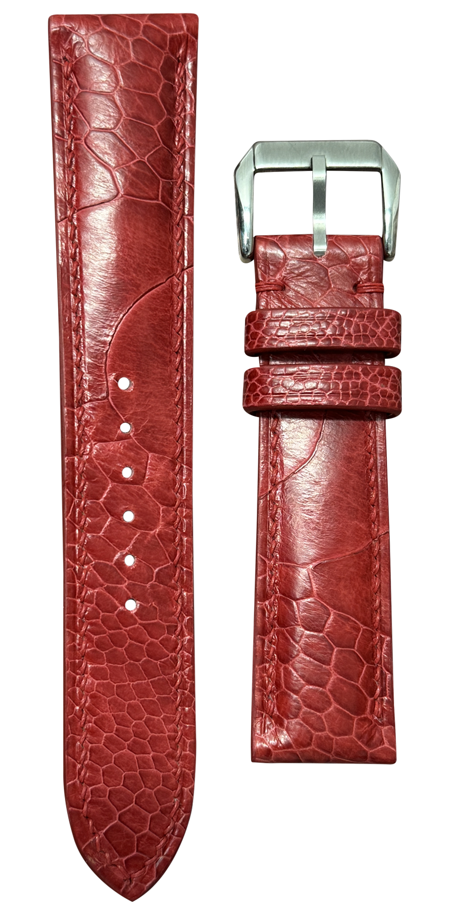 ostrich watch strap - red