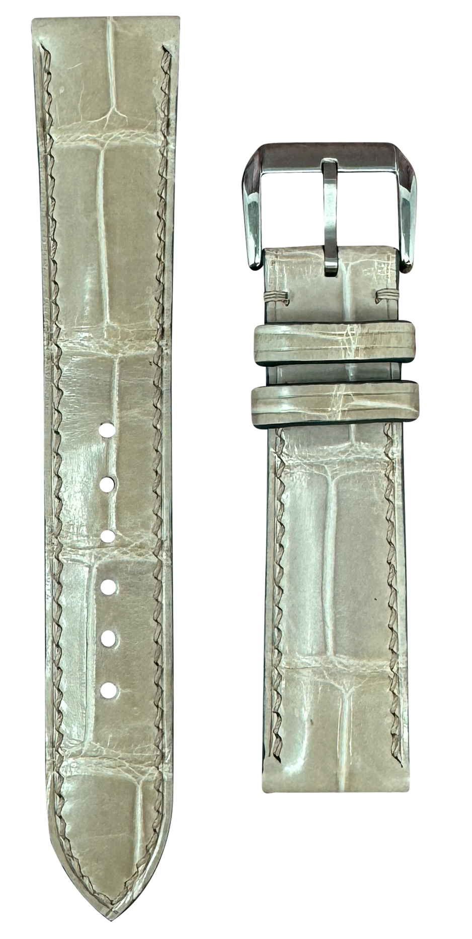 Crocodile Leather Watch Strap - Gray