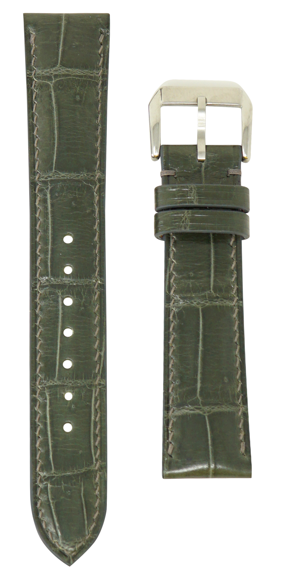 Crocodile Leather Watch Strap - Dark Sage