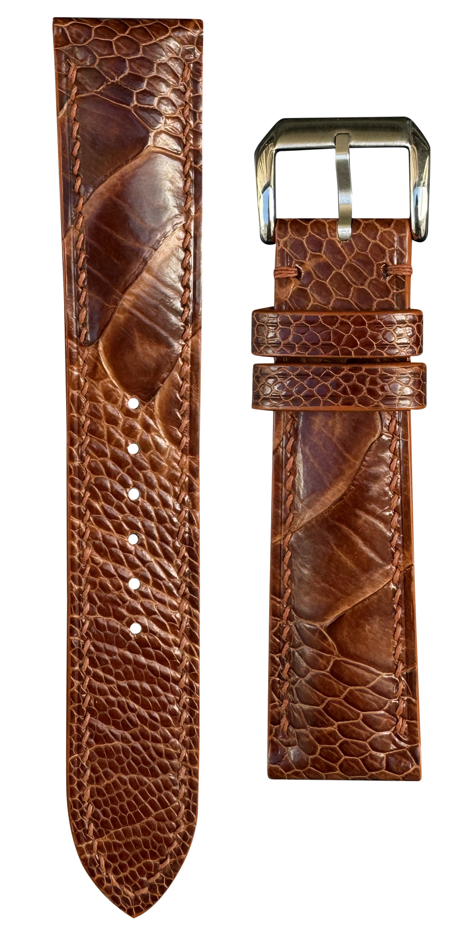 Brown Ostrich Leg Strap Ostrich Leg Leather Watch Strap Rooibos