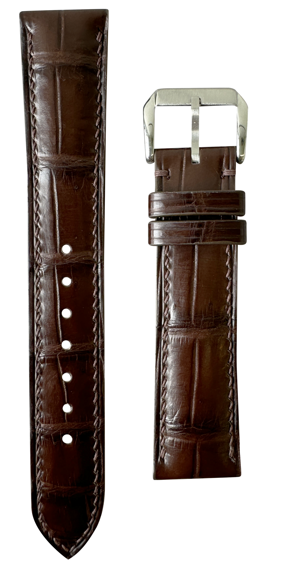 Crocodile Leather Watch Strap - Brown