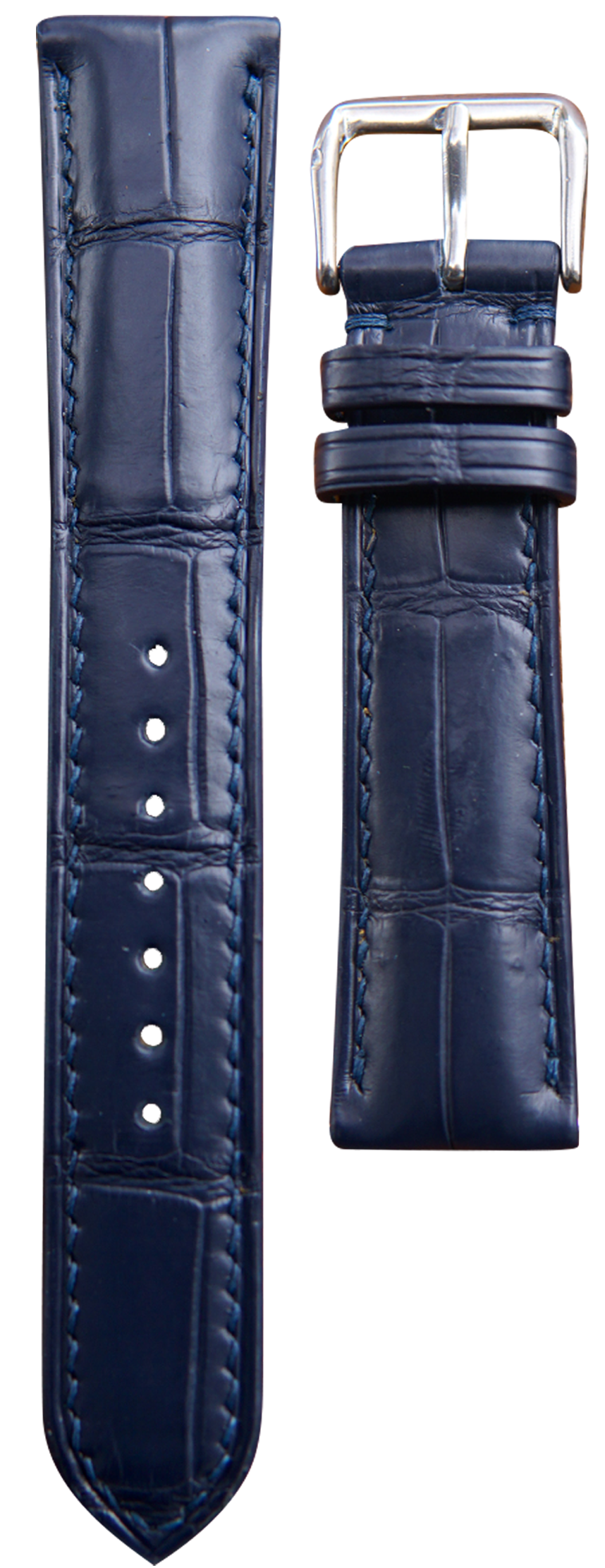 Crocodile Leather Watch Strap - Dark Blue