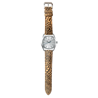 Ostrich Leg Stonewash Leather Watch Strap - Brown