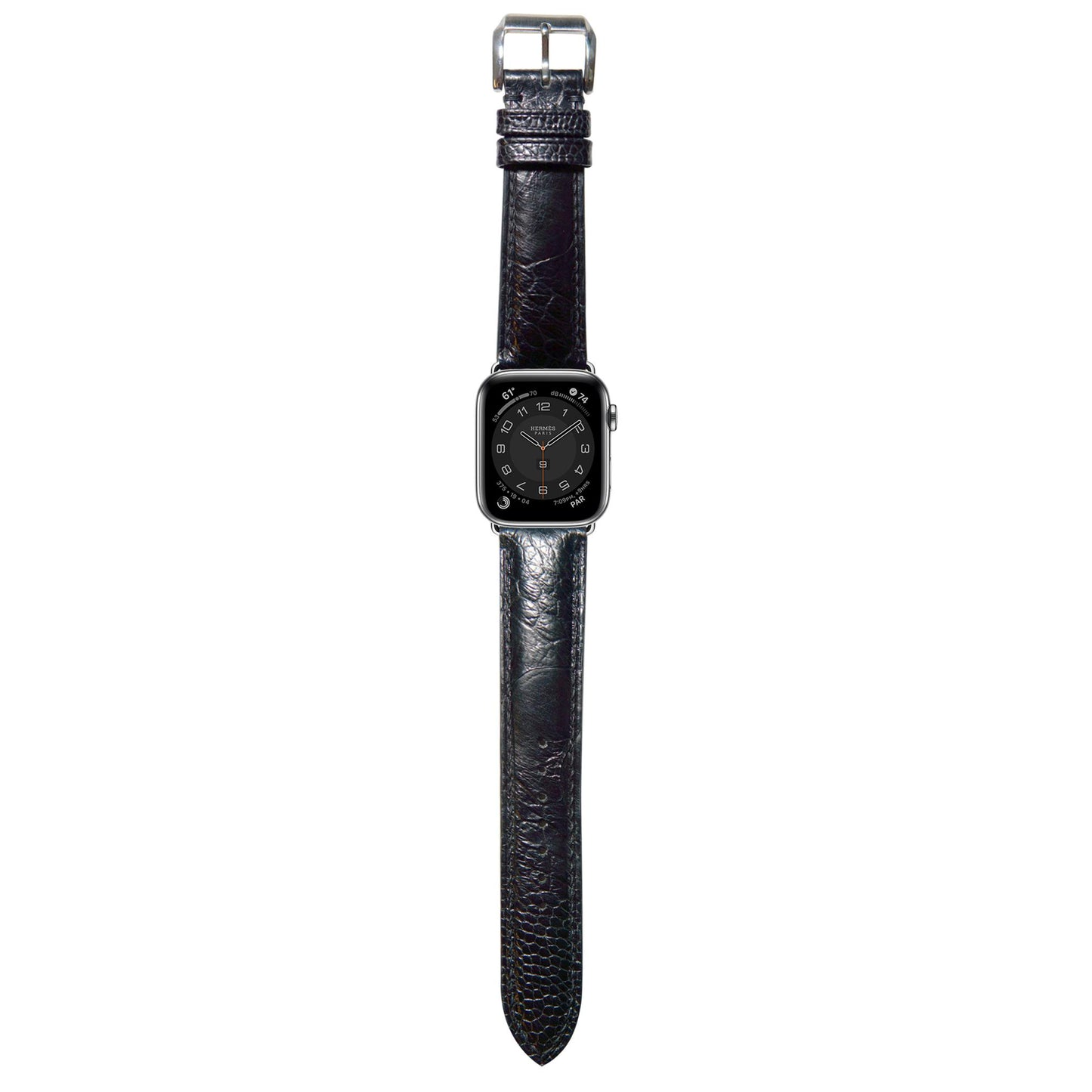 Ostrich Leg Leather Watch Strap - Black