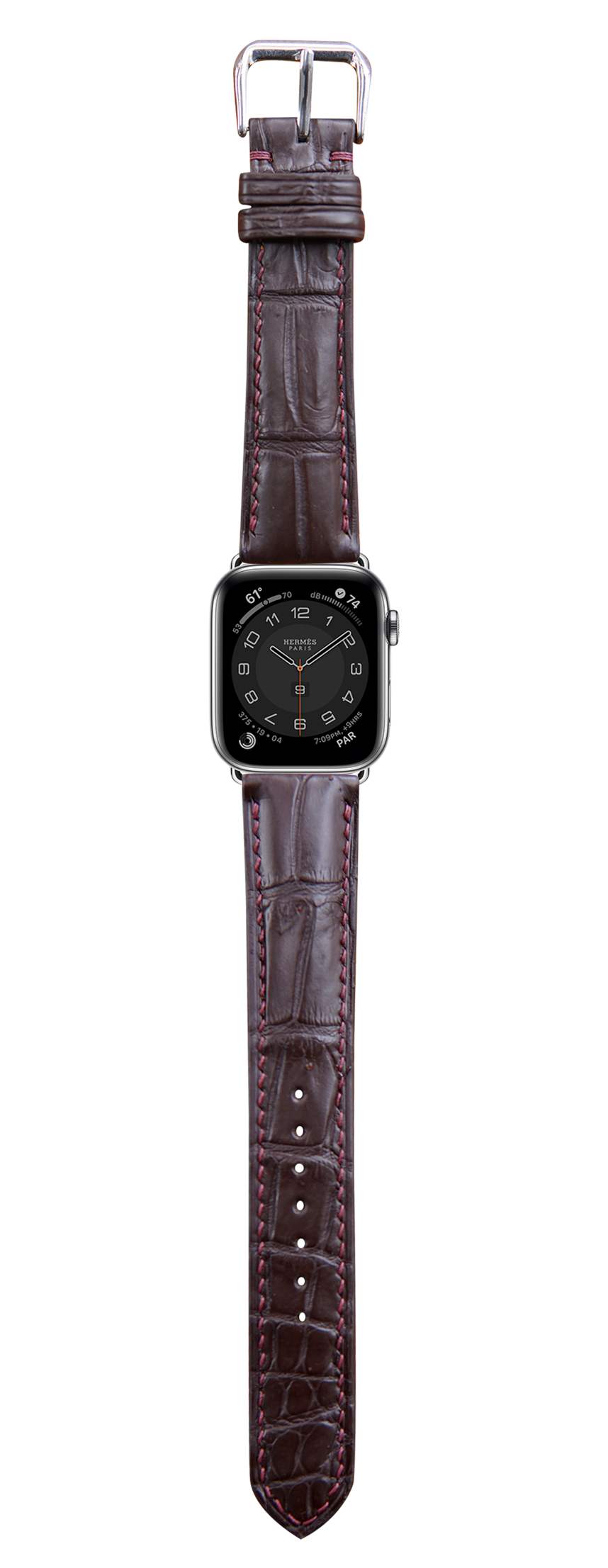 Apple Watch Strap Crocodile Leather Brown VGreen