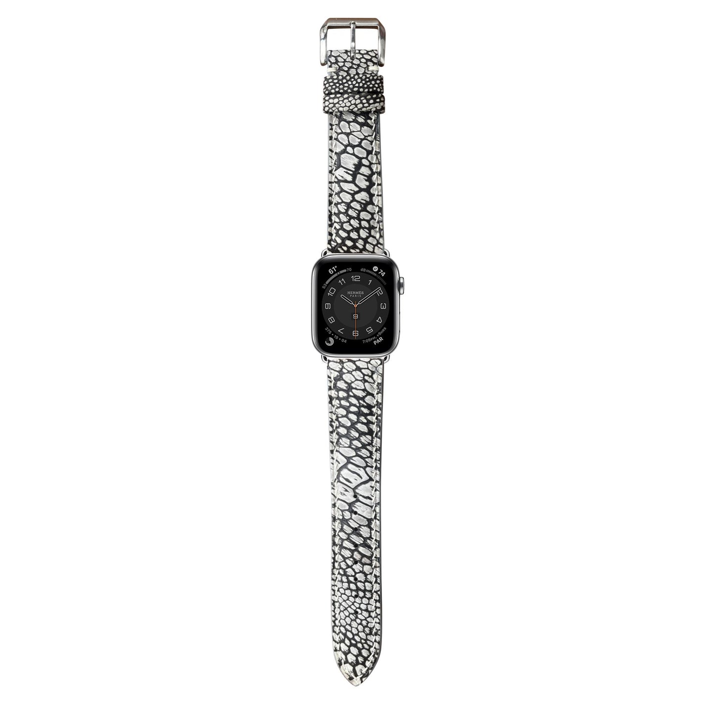 Ostrich Leg Stonewash Leather Watch Strap - Gray