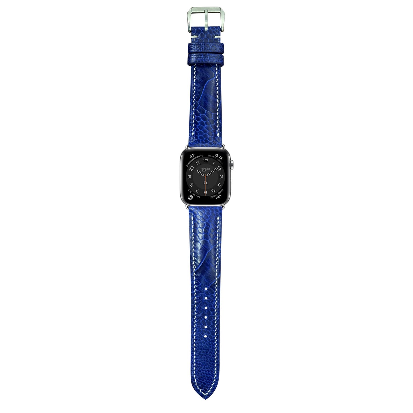 Ostrich Leg Leather Watch Strap - Blue