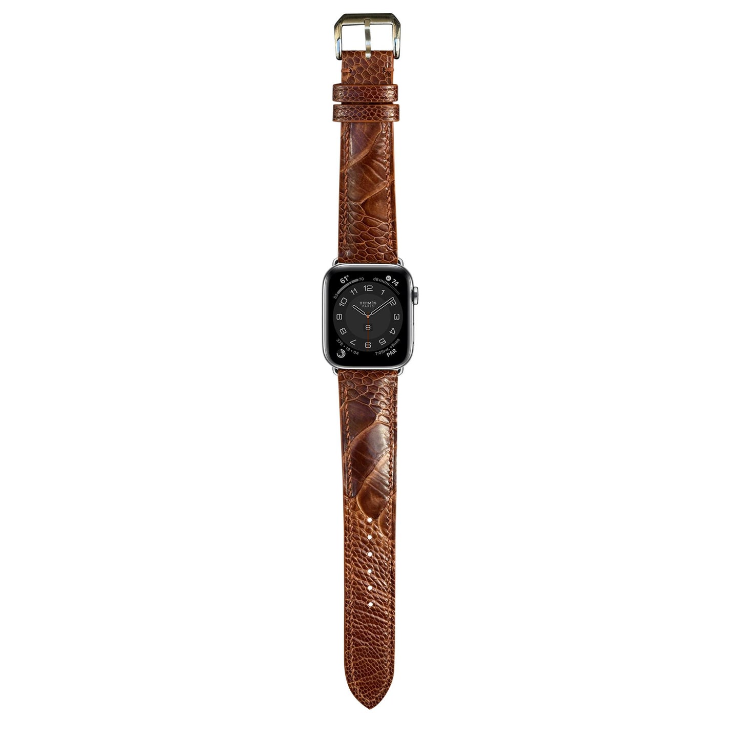 Ostrich Leg Leather Watch Strap - Rooibos Tea