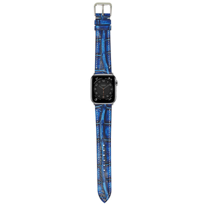 Crocodile Leather Watch Strap - Electric Blue