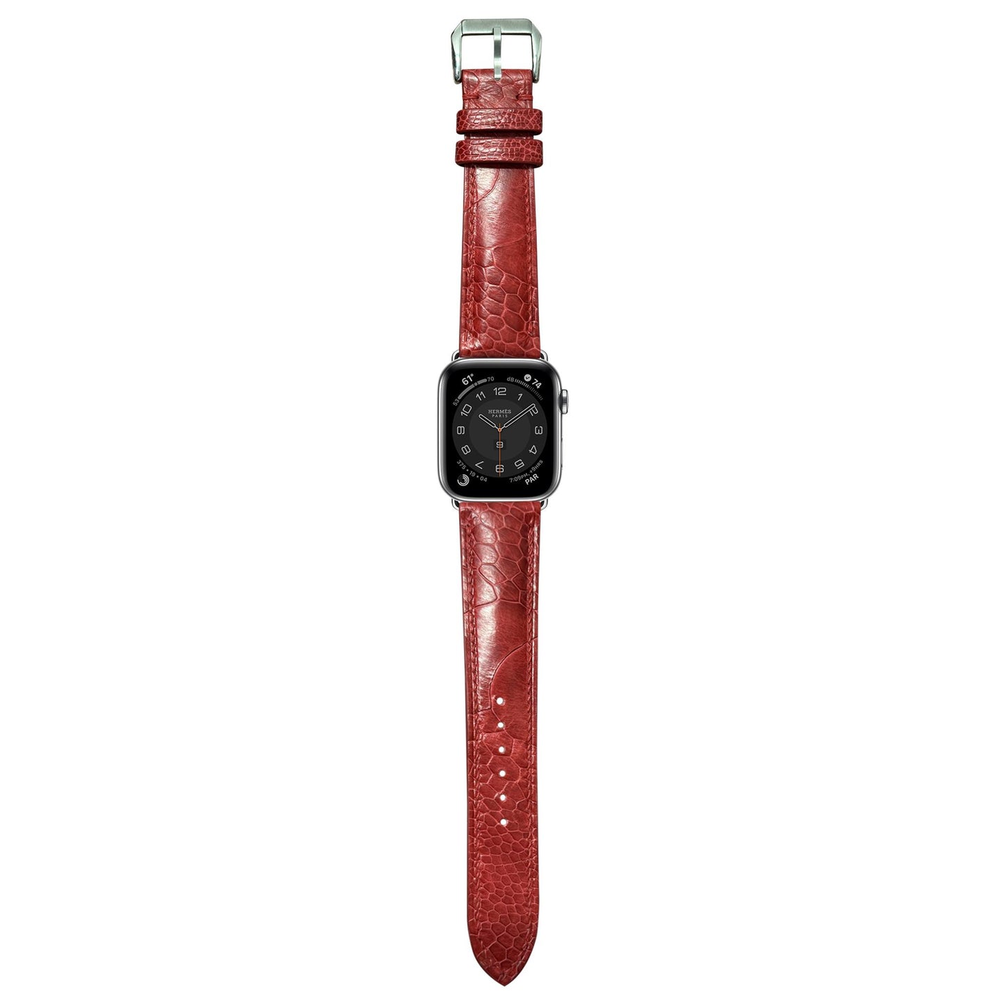 Ostrich Leg Leather Watch Strap - Red