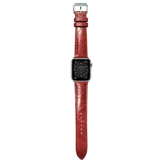 Ostrich Leg Leather Watch Strap - Red