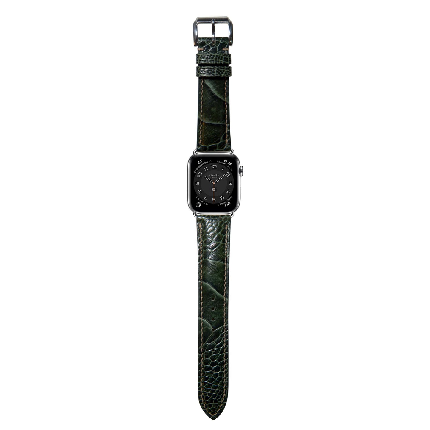 Ostrich Leg Leather Watch Strap - Moss Green