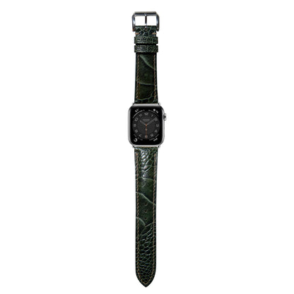 Ostrich Leg Leather Watch Strap - Moss Green