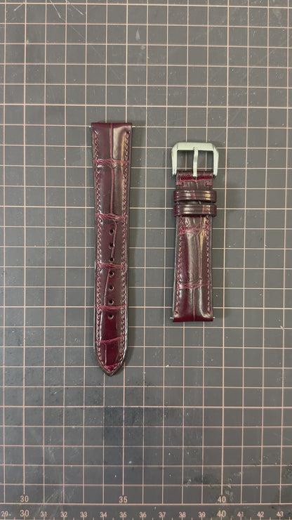 Crocodile Leather Watch Strap - Burgundy