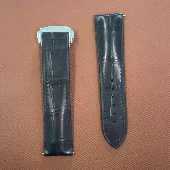 Omega Seamaster Leather Strap with clasp - Black 