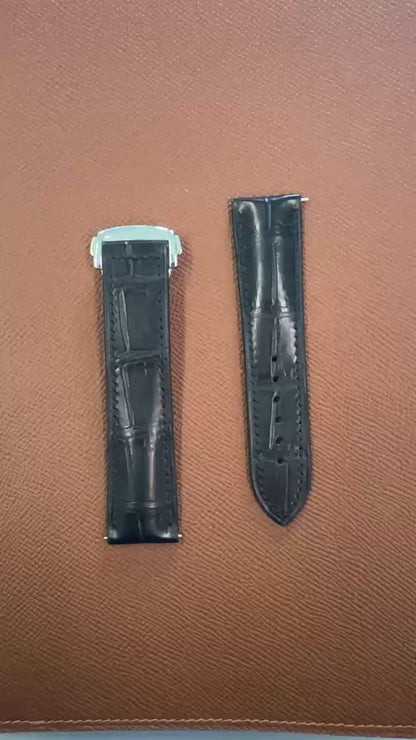 Omega Seamaster Leather Strap with clasp - Black 