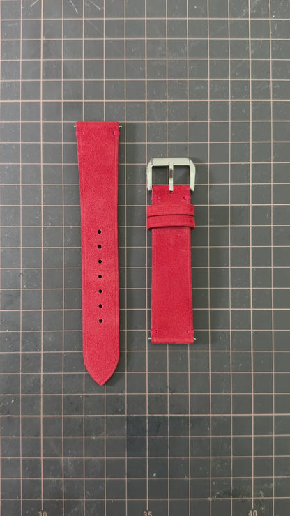Suede Leather Watch Strap - Red
