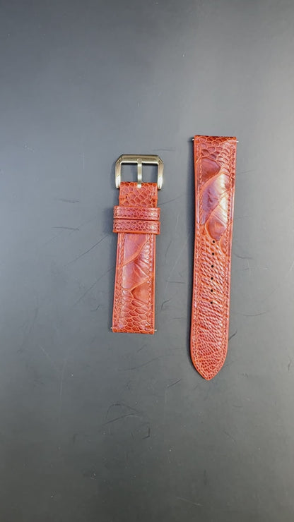 Ostrich Leg Leather Watch Strap - Rooibos Tea