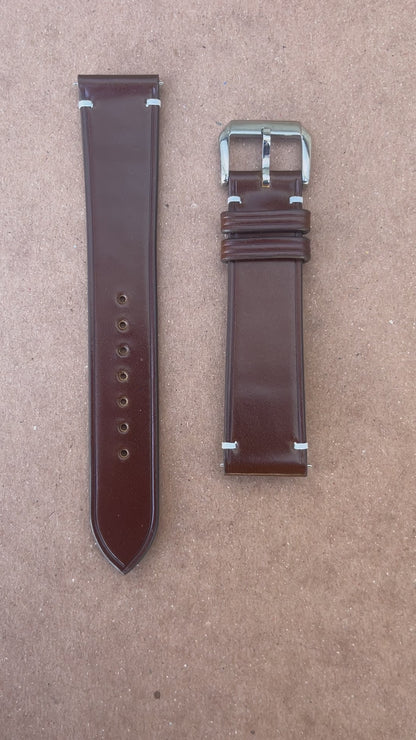 Shell Cordovan Leather Watch Strap - Cognac