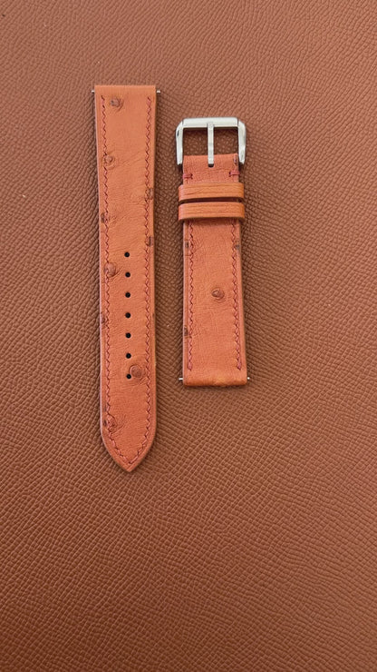 Ostrich Leather Watch Strap - Brown