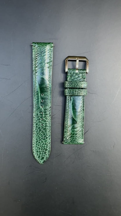 Ostrich Leg Leather Watch Strap - Green