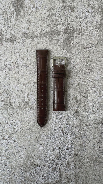 Crocodile Leather Watch Strap - Brown