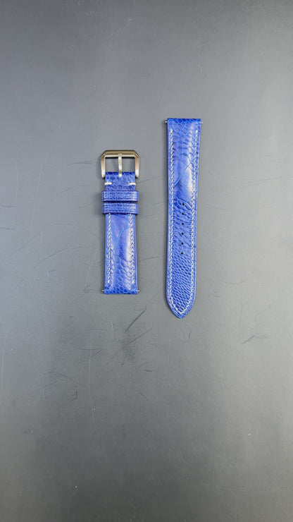 Ostrich Leg Leather Watch Strap - Blue