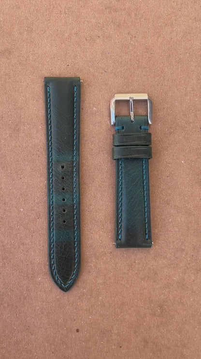 Badalassi Wax Leather Watch Strap - Teal