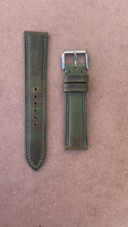 Badalassi Wax Leather Watch Strap - Olive Green