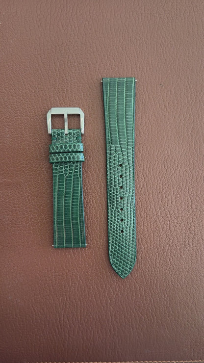 Lizard Leather Watch Strap - Green