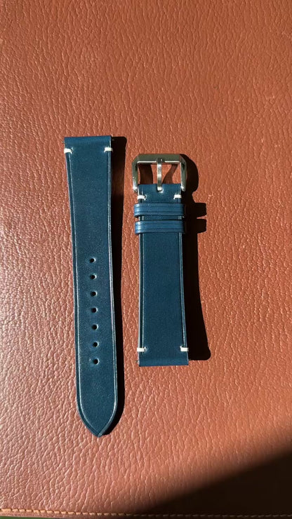 Shell Cordovan Leather Watch Strap - Teal Blue