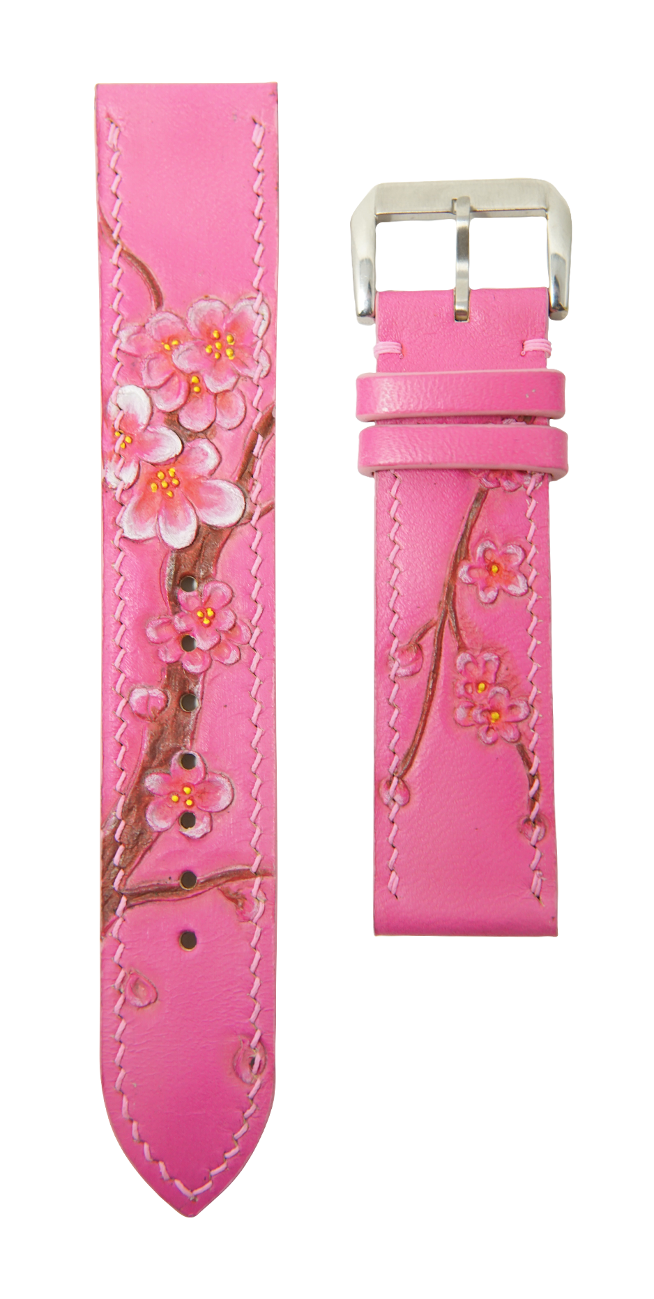 Sakura Blossom - Engraved Leather Watch Straps