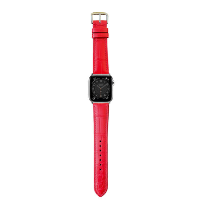 Crocodile Leather Watch Strap - Red