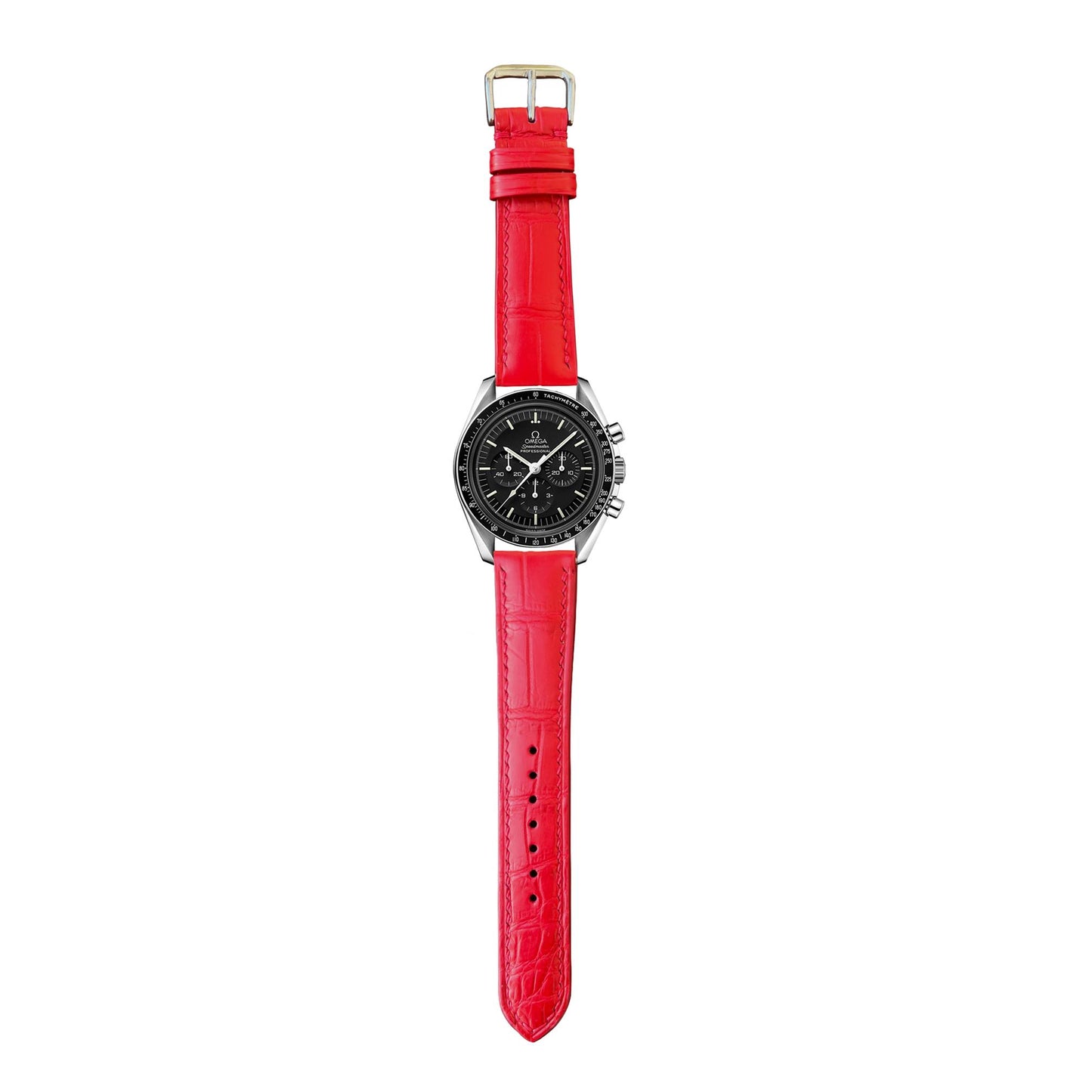 Crocodile Leather Watch Strap - Red