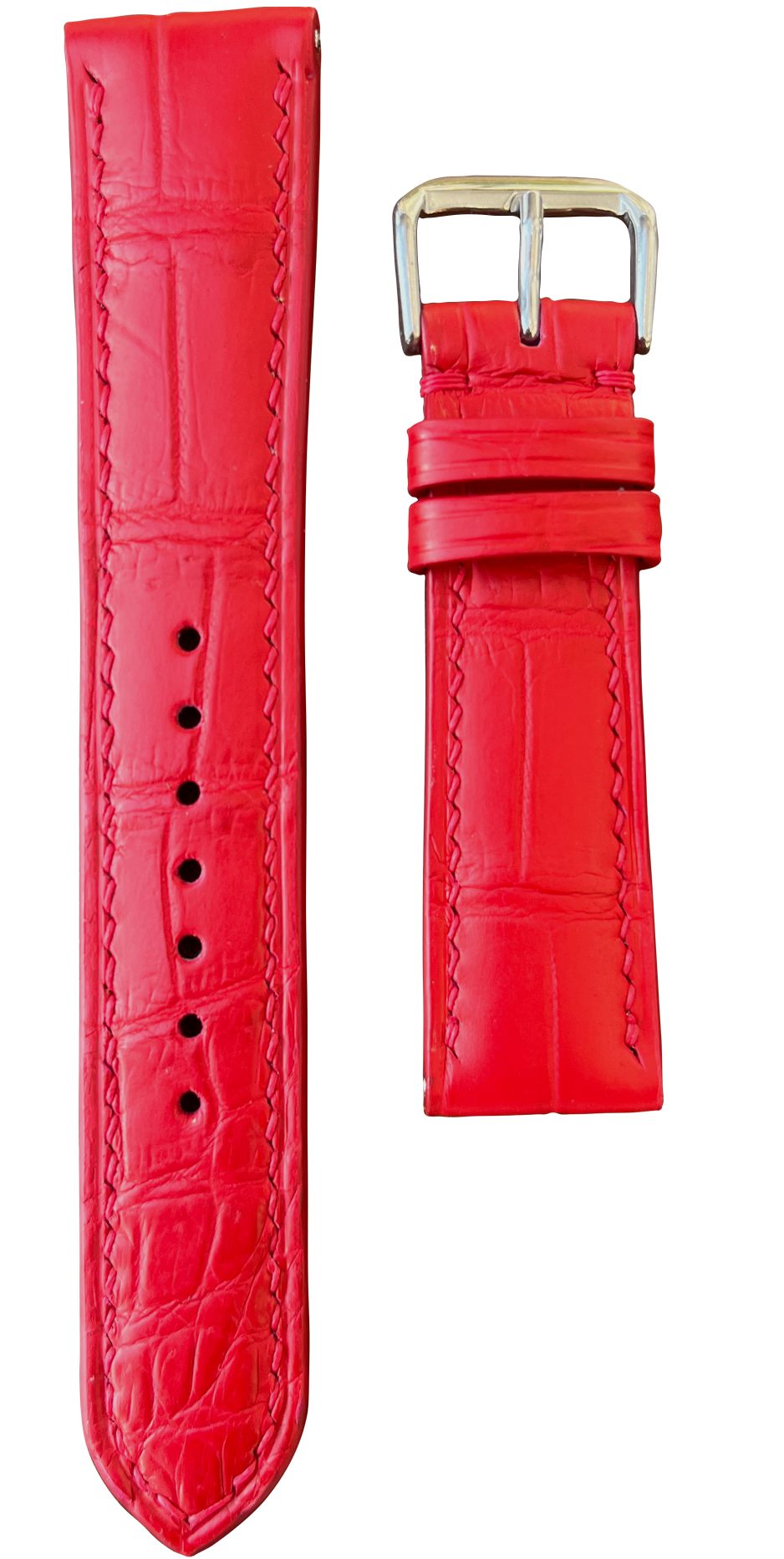 Crocodile Leather Watch Strap - Red