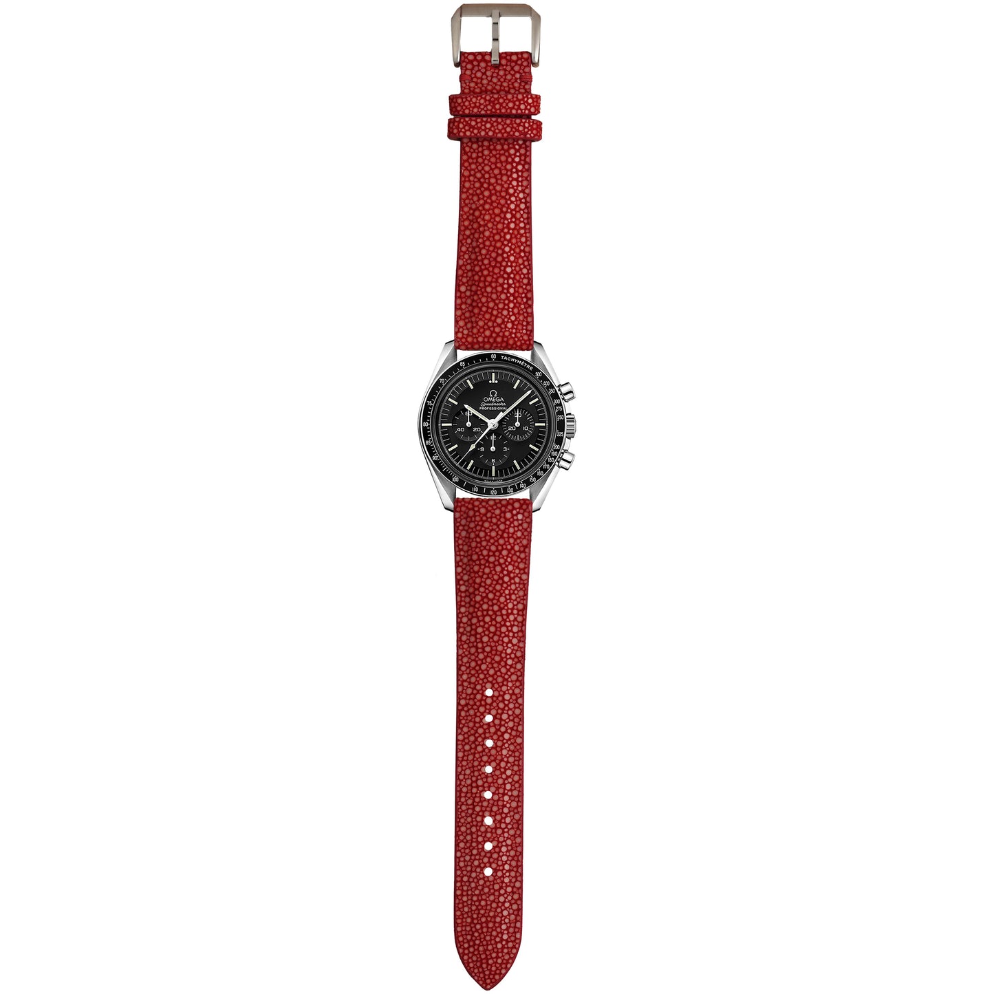 Stingray Leather Watch Strap - Crimson Red