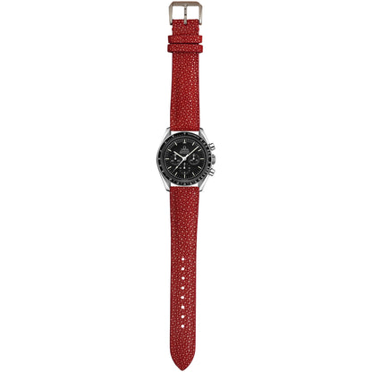 Stingray Leather Watch Strap - Crimson Red
