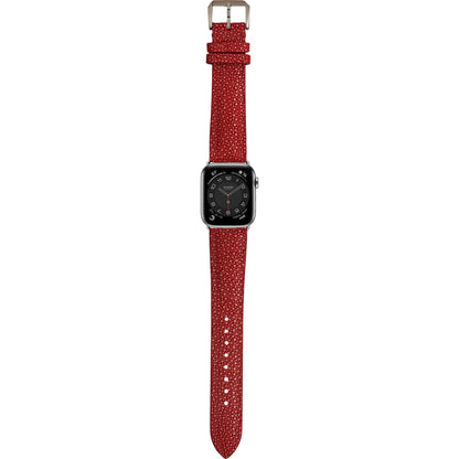 Stingray Leather Watch Strap - Crimson Red