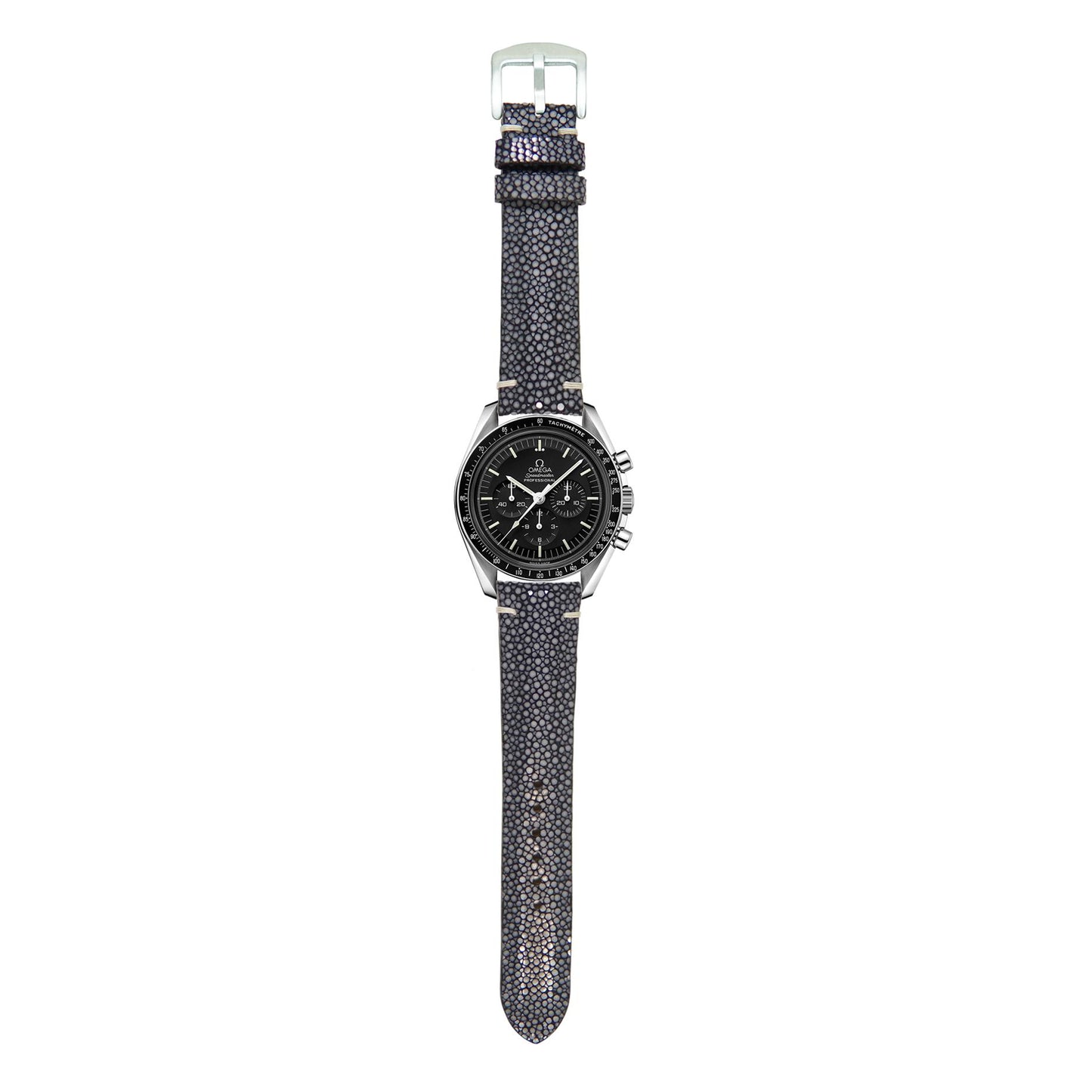 Stingray Leather Watch Strap - Black