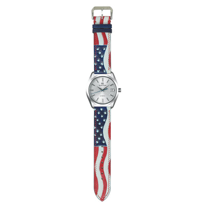 USA Flag - Engraved Leather Watch Straps