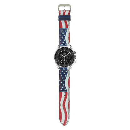 USA Flag - Engraved Leather Watch Straps