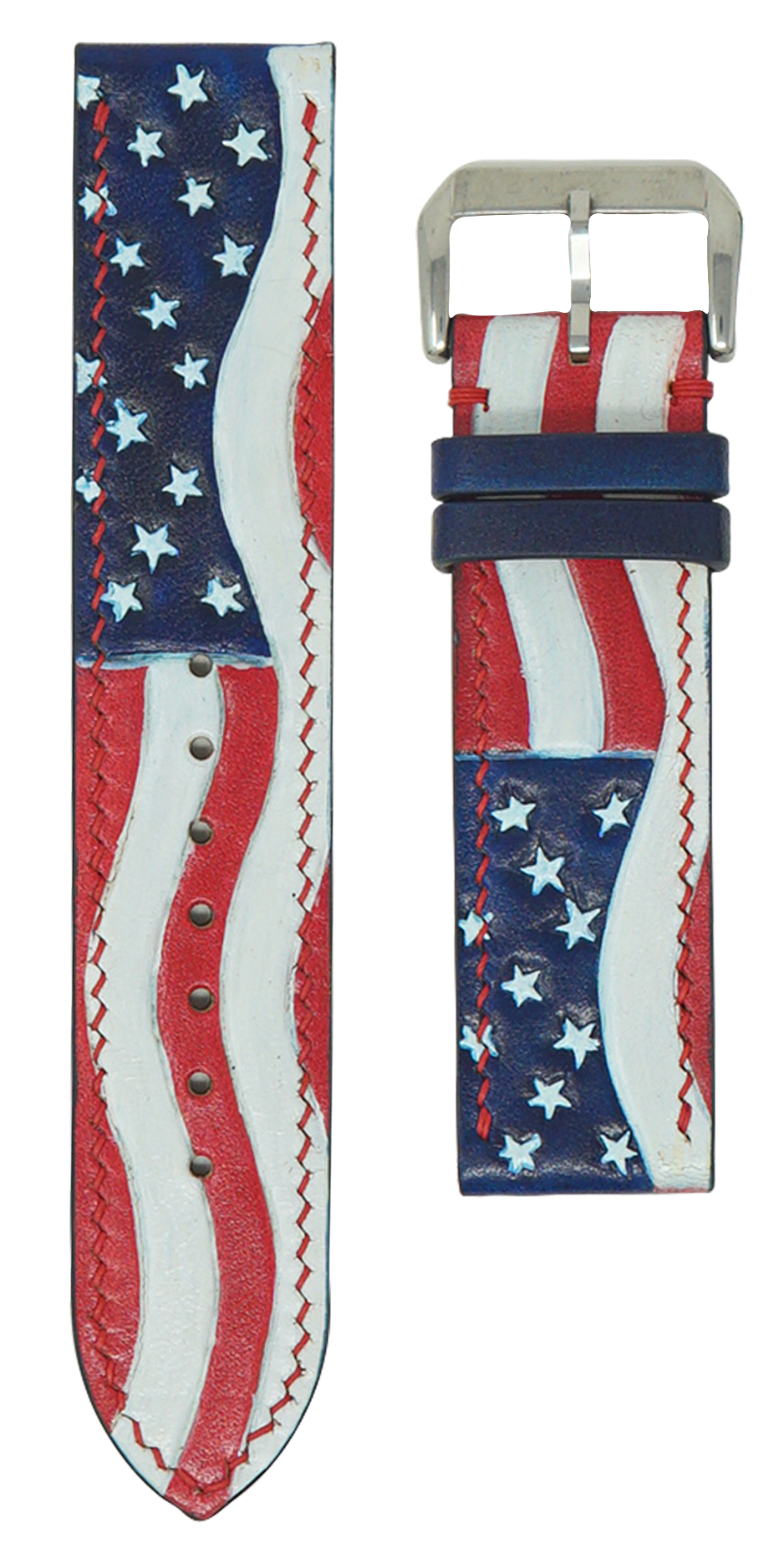 USA Flag - Engraved Leather Watch Straps