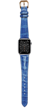 Load image into Gallery viewer, Crocodile Leather Watch Strap – Ocean Blue
