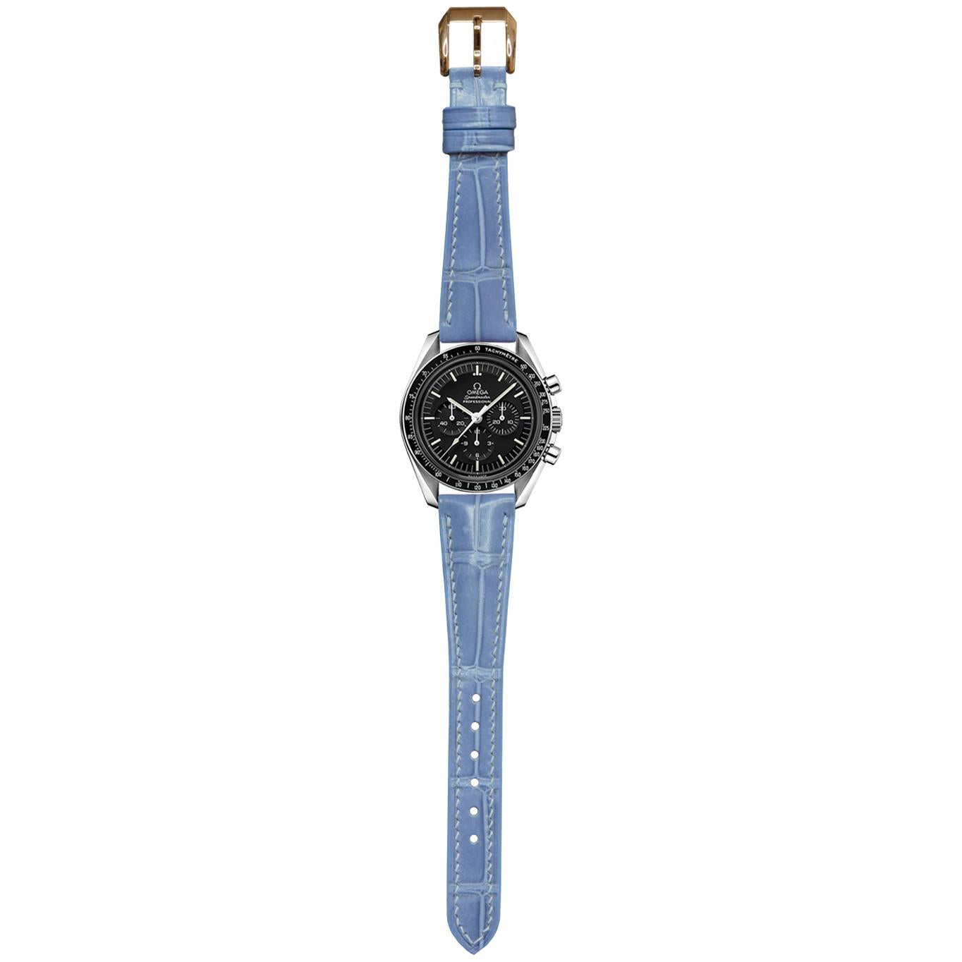 Crocodile Leather Watch Strap – Ice Blue