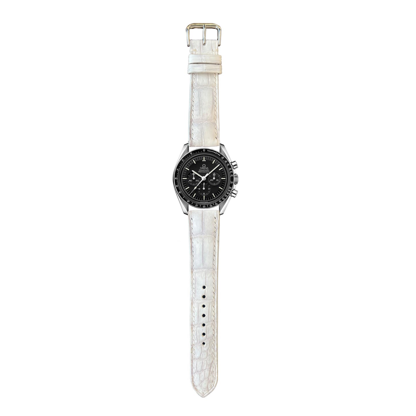 Crocodile Leather Watch Strap - Sand White